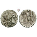 Roman Republican Coins, A. Postumius, Denarius, serratus 81 BC, xf