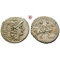 Roman Republican Coins, L. Sempronius Pitio, Denarius 148 BC, nearly EF