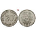German Empire, Standard currency, 20 Pfennig 1876, B, nearly FDC, J. 5