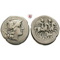 Roman Republican Coins, Anonymous, Denarius 206-195 BC, nearly vf