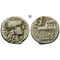 Roman Republican Coins, L. Antestius Gragulus, Denarius 136 BC, vf
