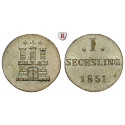 Hamburg, City, Sechsling 1851, xf-unc