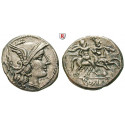 Roman Republican Coins, Anonymous, Denarius 209-208 BC, good vf