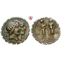 Roman Republican Coins, Q. Fufius Calenus and Mucius Cordus, Denarius, serratus 70 BC, xf