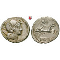Roman Republican Coins, L. Rutilius Flaccus, Denarius 77 BC, nearly xf