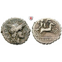 Roman Republican Coins, Denarius, serratus 118 BC, vf