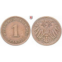 German Empire, Standard currency, 1 Pfennig 1896, A, nearly FDC, J. 10