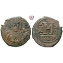 Byzantium, Mauricius Tiberius, Follis 596-597, year 15, vf