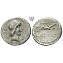 Roman Republican Coins, L. Piso Frugi, Denarius 90 BC, vf