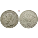 German Empire, Baden, Friedrich I., 5 Mark 1891, G, vf, J. 29F