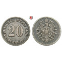 German Empire, Standard currency, 20 Pfennig 1873, A, vf, J. 5