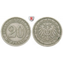 German Empire, Standard currency, 20 Pfennig 1892, J, good vf, J. 14