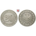 German Empire, Standard currency, 20 Pfennig 1890, G, vf, J. 14