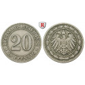 German Empire, Standard currency, 20 Pfennig 1892, J, vf, J. 14