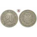 German Empire, Standard currency, 20 Pfennig 1890, F, vf, J. 14