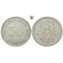 German Empire, Standard currency, 50 Pfennig 1876, H, nearly vf, J. 7