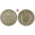 German Empire, Standard currency, 20 Pfennig 1888, E, nearly FDC, J. 6