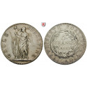 Italy, Piedmont Republic, 5 Francs 1801 (AN 10), vf /good vf