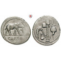 Roman Republican Coins, Caius Iulius Caesar, Denarius 49-48 BC, xf