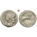 Roman Republican Coins, L. Flaminius Chilo, Denarius 109-108 v. Chr., vf