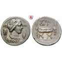 Roman Republican Coins, L. Furius Brocchus, Denarius 63 BC, good vf