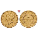 USA, Dollar 1850, 1.5 g fine, vf