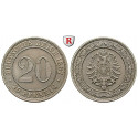 German Empire, Standard currency, 20 Pfennig 1887, G, FDC, J. 6
