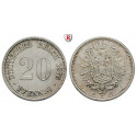 German Empire, Standard currency, 20 Pfennig 1876, D, xf, J. 5