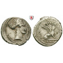 Roman Republican Coins, T. Carisius, Denarius 46 BC, nearly vf
