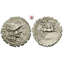 Roman Republican Coins, L. Pomponius, Denarius, serratus 118 BC, good vf