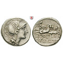 Roman Republican Coins, Appius Claudius Pulcher, T. Manlius Mancinus, and Q. Urbinus, Denarius 111-110 BC, vf-xf