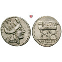 Roman Republican Coins, P. Furius Crassipes, Denarius 84 BC, xf