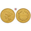 USA, 3 Dollars 1855, 4.5 g fine, good vf
