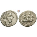 Roman Republican Coins, Q. Minucius Rufus, Denarius 122 BC, nearly xf