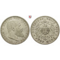 German Empire, Württemberg, Wilhelm II., 5 Mark 1906, F, vf, J. 176