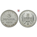 Weimar Republic, Standard currency, 3 Mark 1922, E, PROOF, J. 303