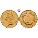 USA, 3 Dollars 1870, 4.5 g fine, xf