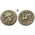 Roman Republican Coins, M. Porcius Laeca, Denarius 125 BC, vf