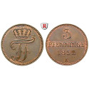 Mecklenburg, Mecklenburg-Schwerin, Friedrich Franz II., 3 Pfennig 1852, nearly FDC