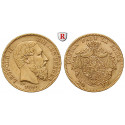 Belgium, Belgian Kingdom, Leopold II., 20 Francs 1871, 5.81 g fine, nearly xf
