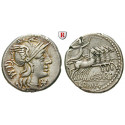 Roman Republican Coins, M. Aburius Geminus, Denarius 132 BC, good vf