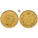Serbia, Milan I Obrenovich, King, 10 Dinara 1882, 2.9 g fine, nearly xf