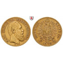 German Empire, Württemberg, Karl, 10 Mark 1872, F, vf, J. 289