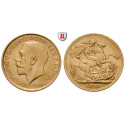 Great Britain, George V, Sovereign 1911-1925, 7.32 g fine, vf-xf