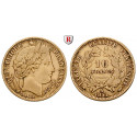 France, Second Republic, 10 Francs 1850-1851, 2.9 g fine, vf