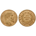 France, Napoleon III, 20 Francs 1857, 5.81 g fine, vf