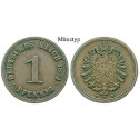 German Empire, Standard currency, 1 Pfennig 1875, E, fine-vf, J. 1