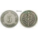 German Empire, Standard currency, 5 Pfennig 1874, G, good vf, J. 3