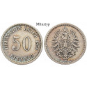 German Empire, Standard currency, 50 Pfennig 1876, A, fine, J. 7