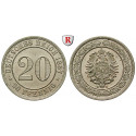 German Empire, Standard currency, 20 Pfennig 1887, A, nearly FDC, J. 6